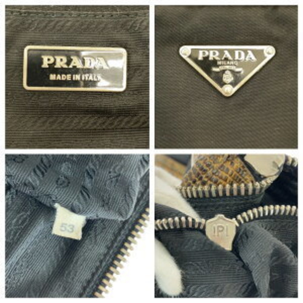 Prada Tessuto Triangular Black Nylon Python Tote … - image 6